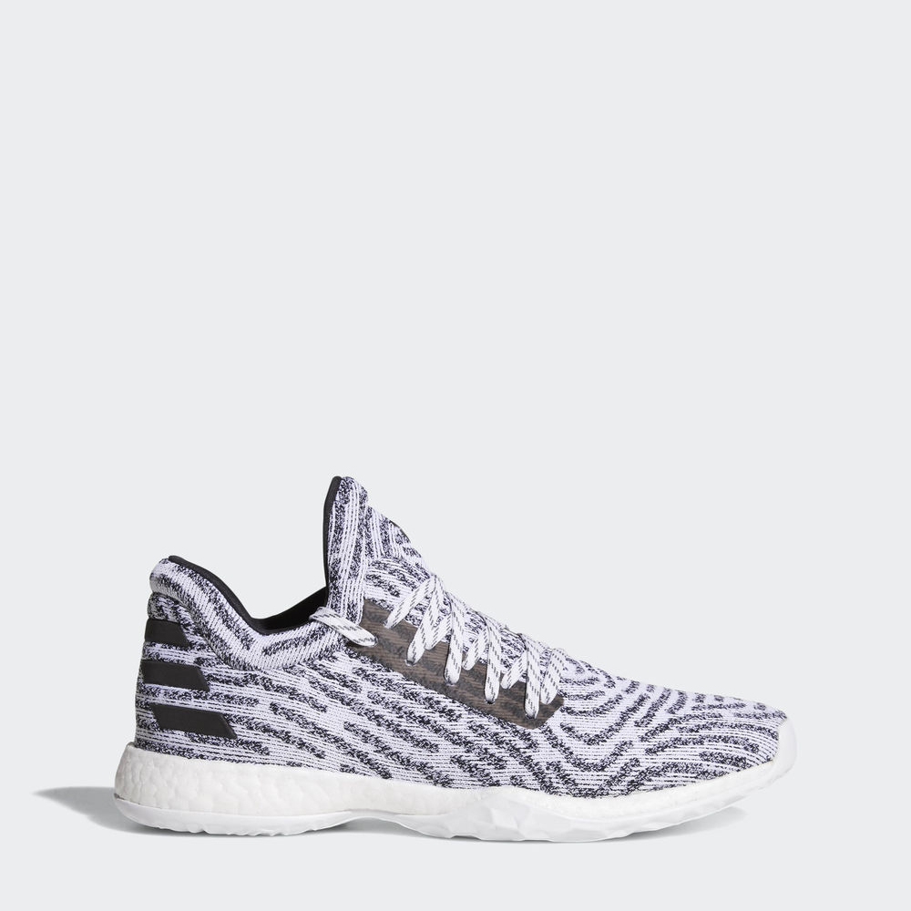 Adidas Harden Vol. 1 Ls Primeknit - παπουτσια μπασκετ ανδρικα - Ασπρα/Μαυρα/Γκρι,Μέγεθος: EU 36 – 54